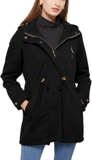 Women's Ligtweight Jackets Utility Slim Fit Zip Up Casual Fall Top Hooded Military Anorak Jackets with Pockets