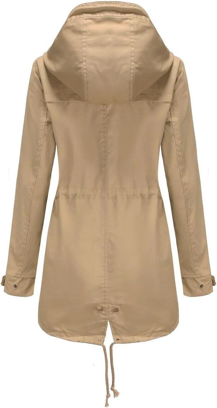 Women's Ligtweight Jackets Utility Slim Fit Zip Up Casual Fall Top Hooded Military Anorak Jackets with Pockets