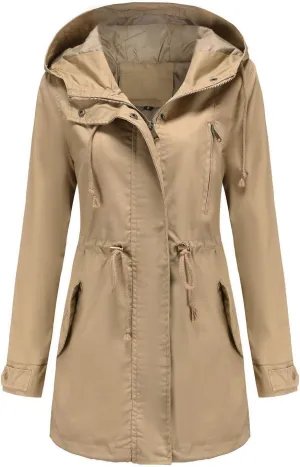 Women's Ligtweight Jackets Utility Slim Fit Zip Up Casual Fall Top Hooded Military Anorak Jackets with Pockets