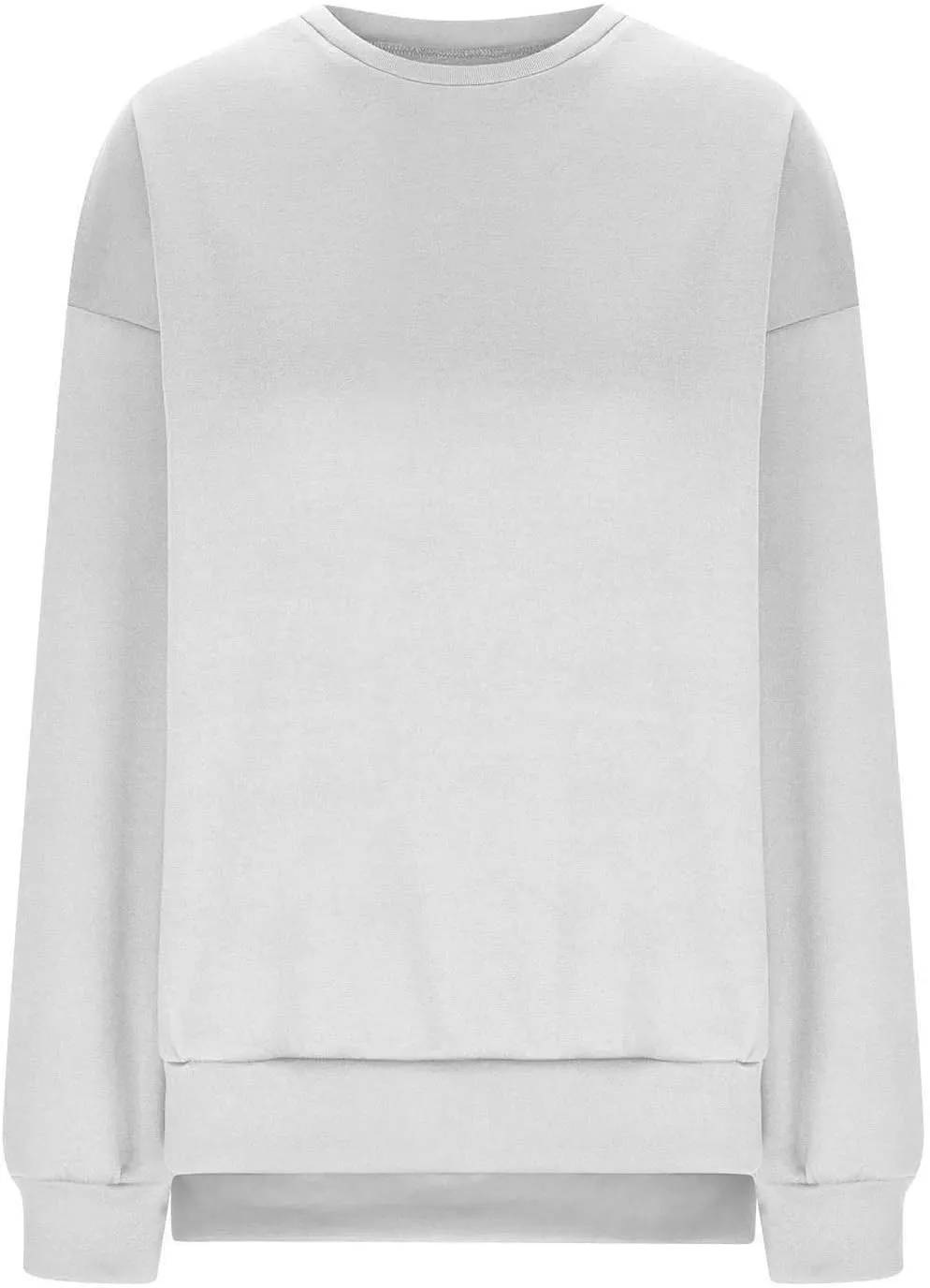 Women's Oversized Sweatshirts Solid Color Long Sleeve Crewneck Hoodies Side Slit Lightweight Pullovers Dailywear