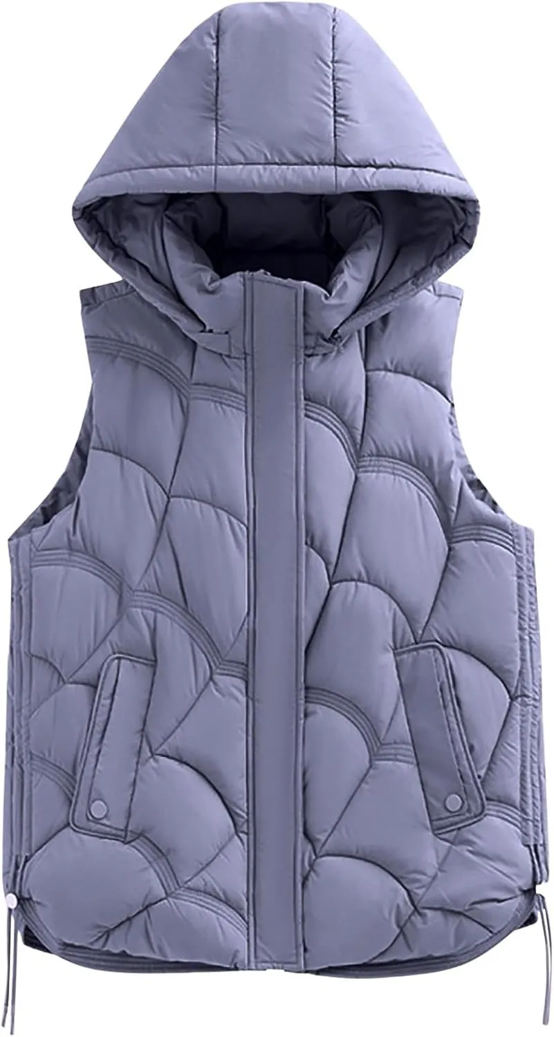 Women's Puffer Jacket Packable Quilted Lightweight Down Parka Plus Size Short Bubble Coat Light Winter Hooded Coat