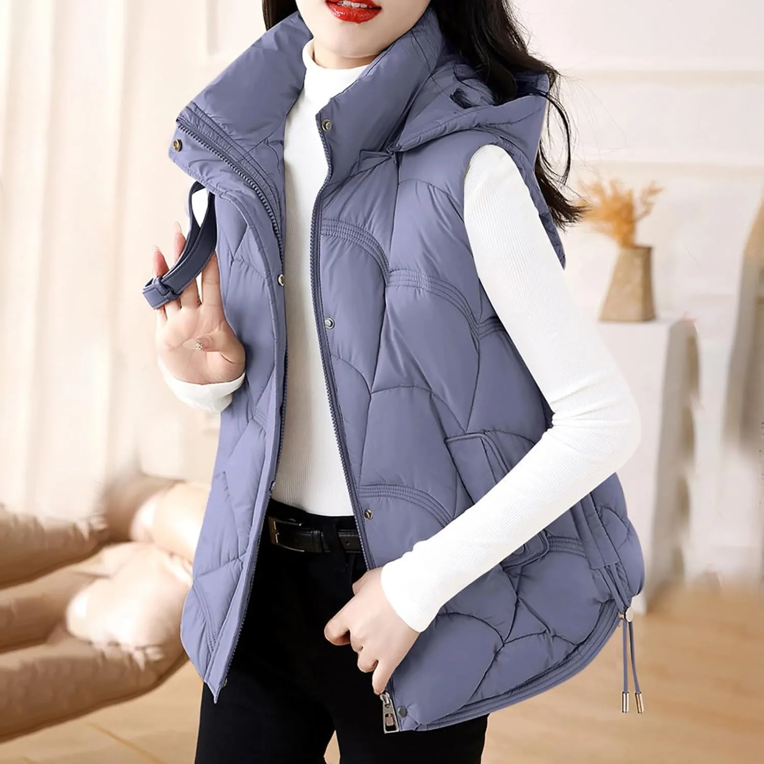 Women's Puffer Jacket Packable Quilted Lightweight Down Parka Plus Size Short Bubble Coat Light Winter Hooded Coat