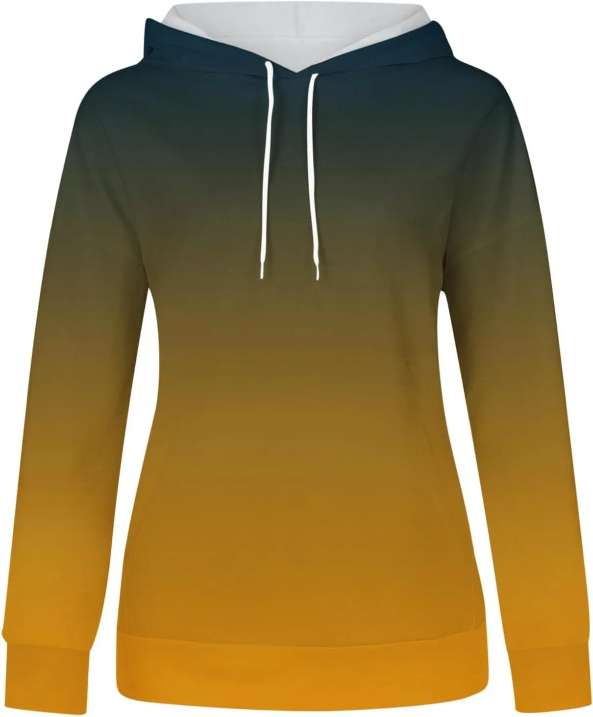 Womens Pullover Hoodie Sweatshirts Casual Tie Dye Tunic Shirts Long Sleeve Drawstring Pullover Tops With Pocket