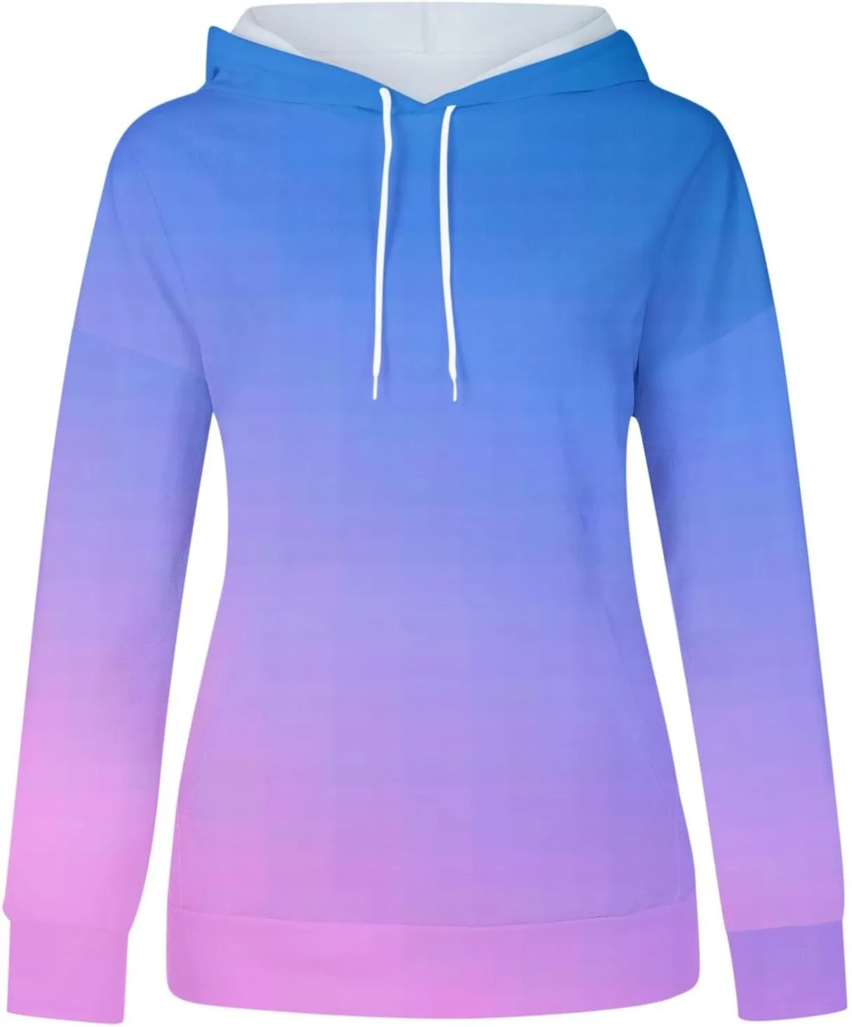 Womens Pullover Hoodie Sweatshirts Casual Tie Dye Tunic Shirts Long Sleeve Drawstring Pullover Tops With Pocket
