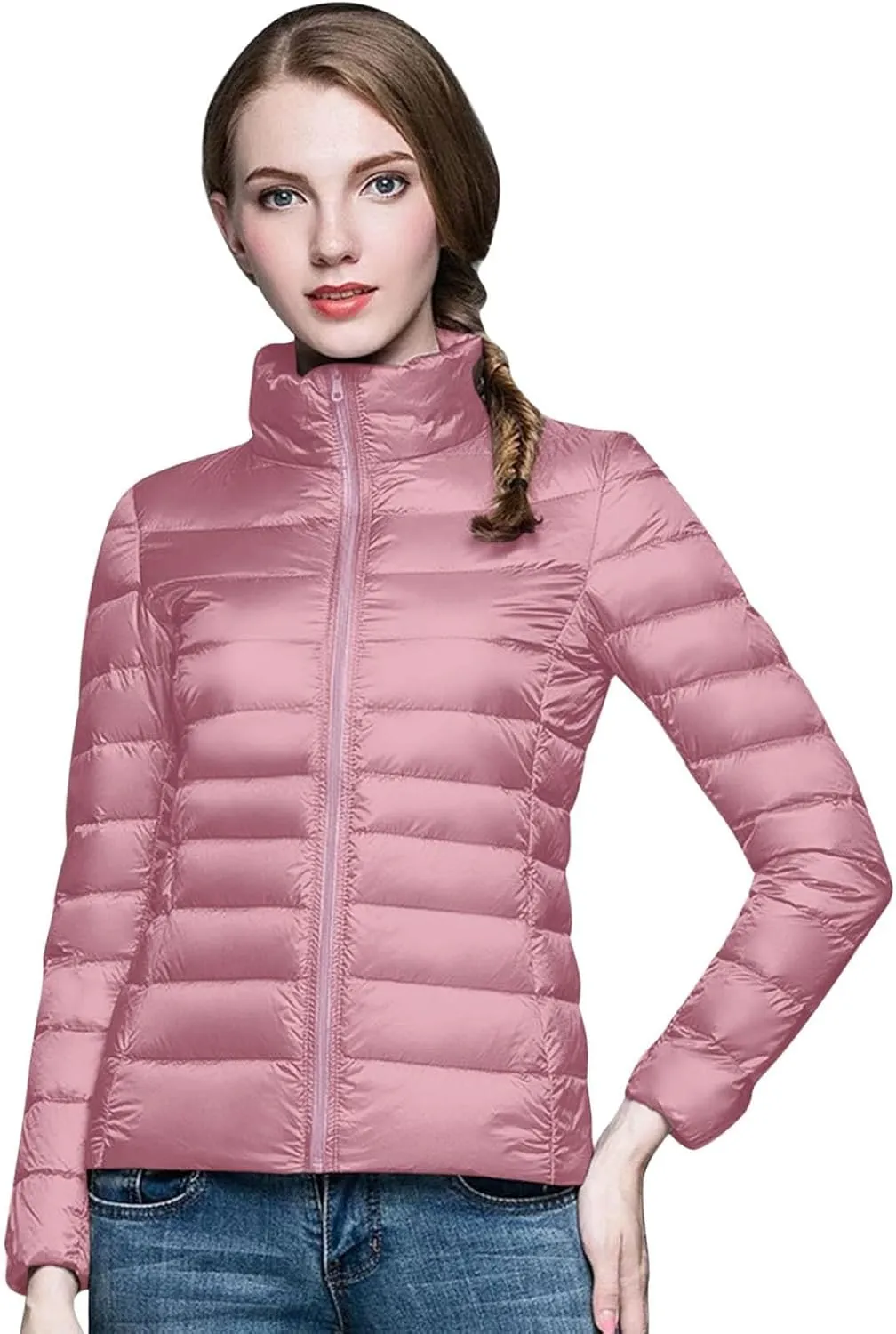 Women's Short Down Coat Packable Puffer Jacket 2024 Hooded Winter Ultra Light Quilted Winter Coat with Pocket Outwear
