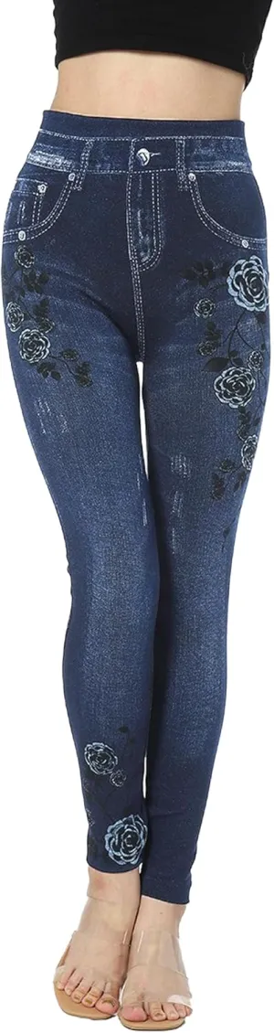 Women's Stretch Embroidered Washed Denim Trousers Slim Fit Flower Skinny Pencil Jeans Pocket Floral Tight Jeans