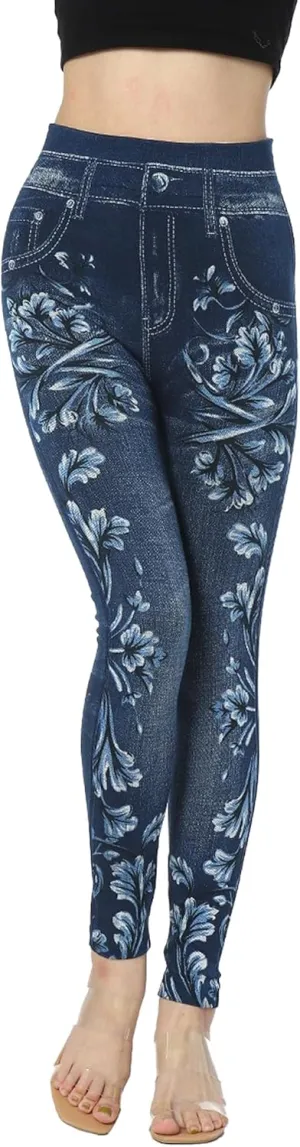 Women's Stretch Embroidered Washed Denim Trousers Slim Fit Flower Skinny Pencil Jeans Pocket Floral Tight Jeans