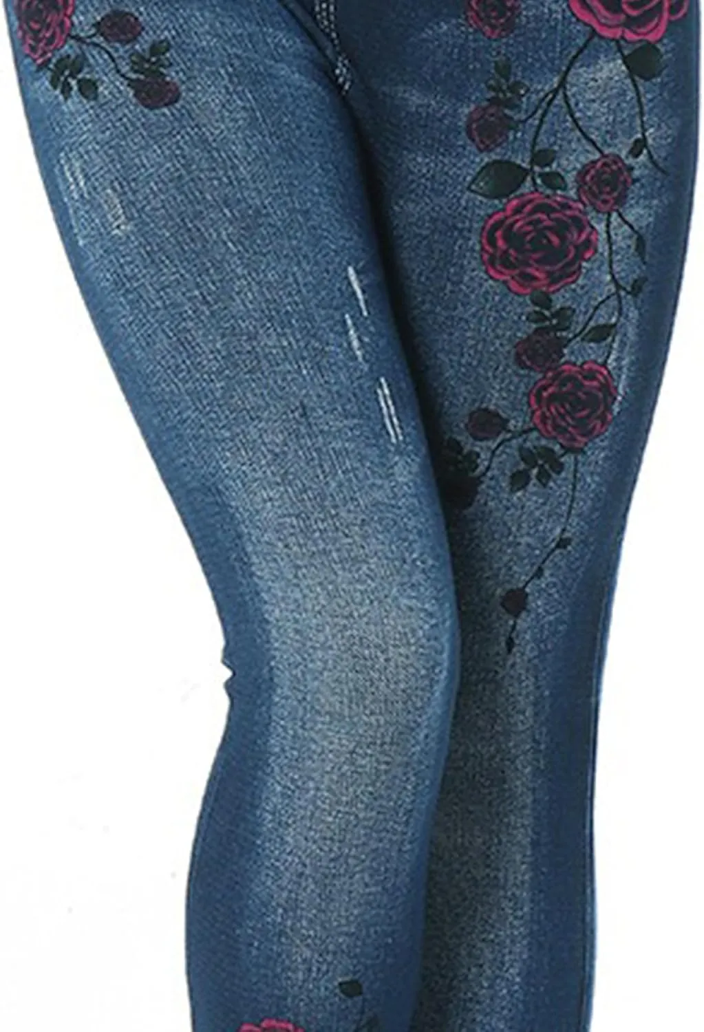 Women's Stretch Embroidered Washed Denim Trousers Slim Fit Flower Skinny Pencil Jeans Pocket Floral Tight Jeans