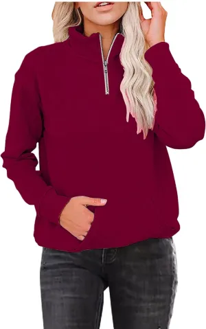 Womens Sweatshirts Cropped Pullover Fleece Quarter Zipper Hoodies Fall outfits Half Zip Clothes