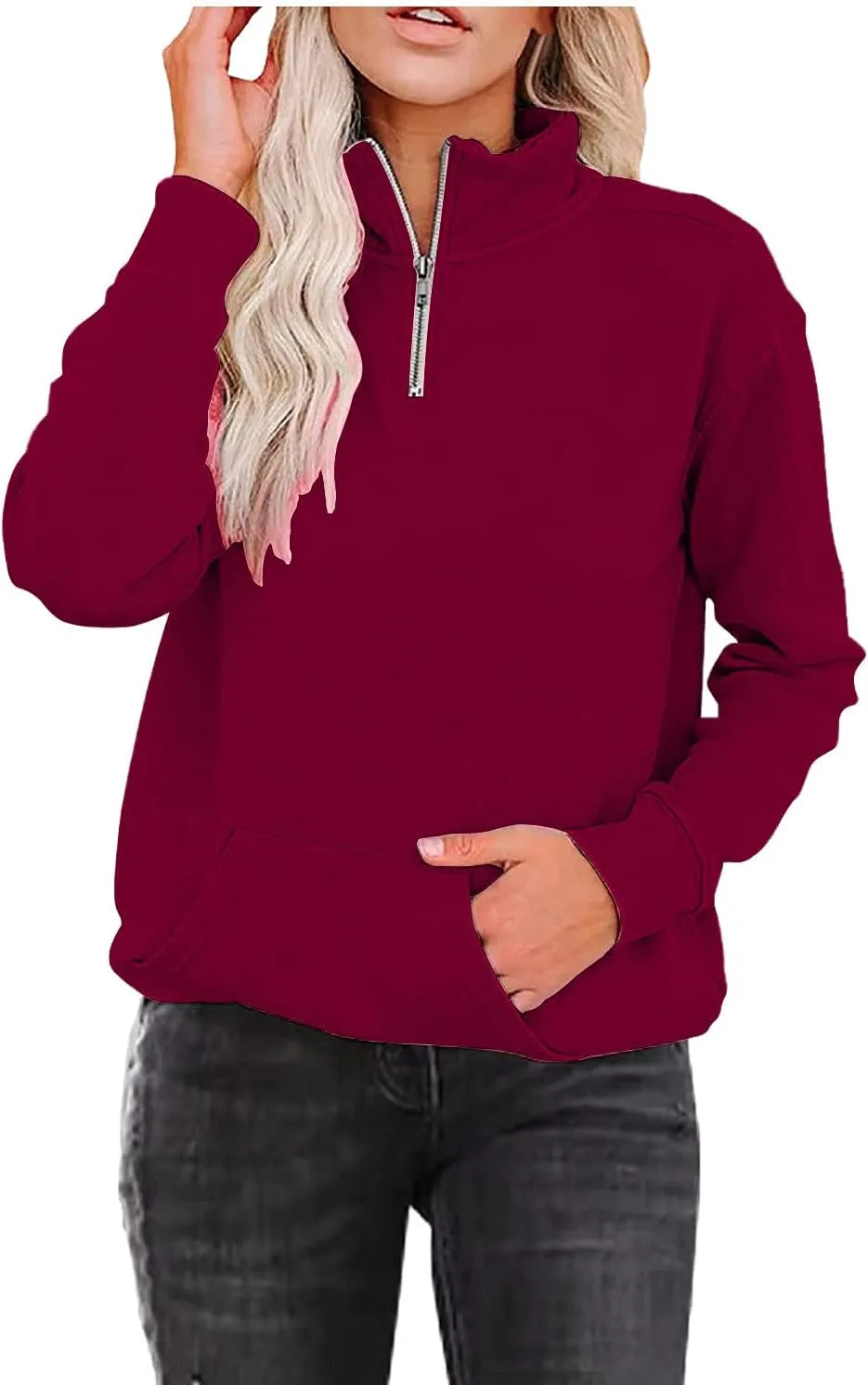 Womens Sweatshirts Cropped Pullover Fleece Quarter Zipper Hoodies Fall outfits Half Zip Clothes