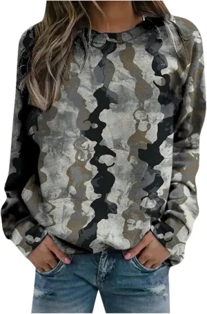 Women's Tie Dye Sweatshirt Long Sleeve Crewneck Oversized Tshirt Trendy Lightweight Comfy Printed Pullover Tops