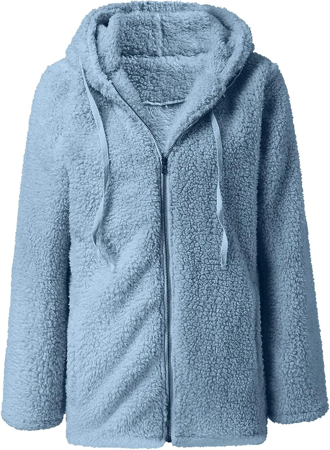 Womens Warm Coats 2025 Winter Fleece Teddy Sherpa Jacket Trendy Full Zip Up Hoodies with Pockets Soft Outerwear