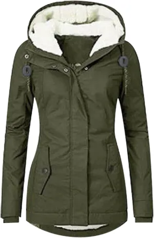Womens Windbreaker Women S Winter Jacket Women's Mid Length Down Coat Hooded Fleece Lined for Warmth & Comfort