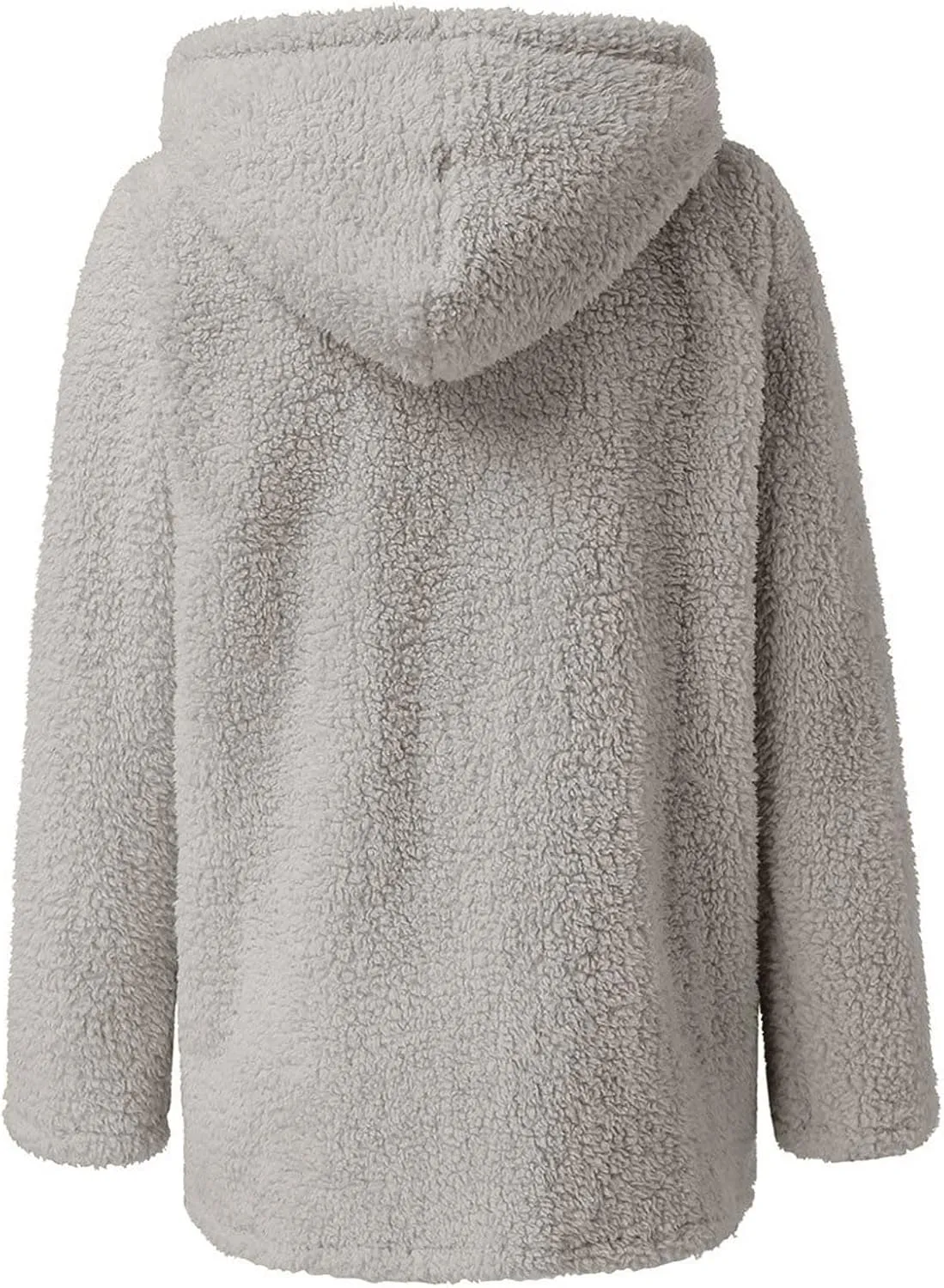 Women's Winter Sherpa Jacket Full Zip Plush Warm Hoodies Soft Fluffy Fleece Coat Solid Fuzzy Hooded Jackets