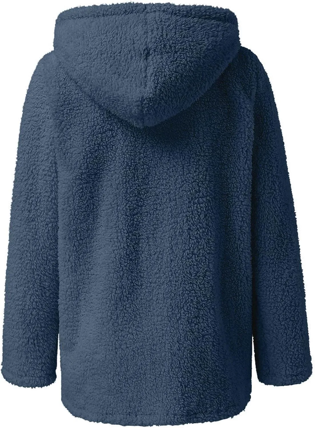 Women's Winter Sherpa Jacket Full Zip Plush Warm Hoodies Soft Fluffy Fleece Coat Solid Fuzzy Hooded Jackets