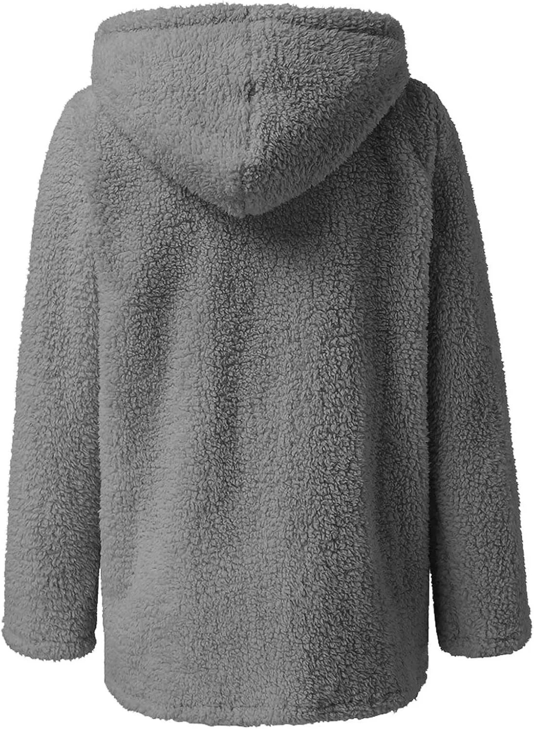 Women's Winter Sherpa Jacket Full Zip Plush Warm Hoodies Soft Fluffy Fleece Coat Solid Fuzzy Hooded Jackets
