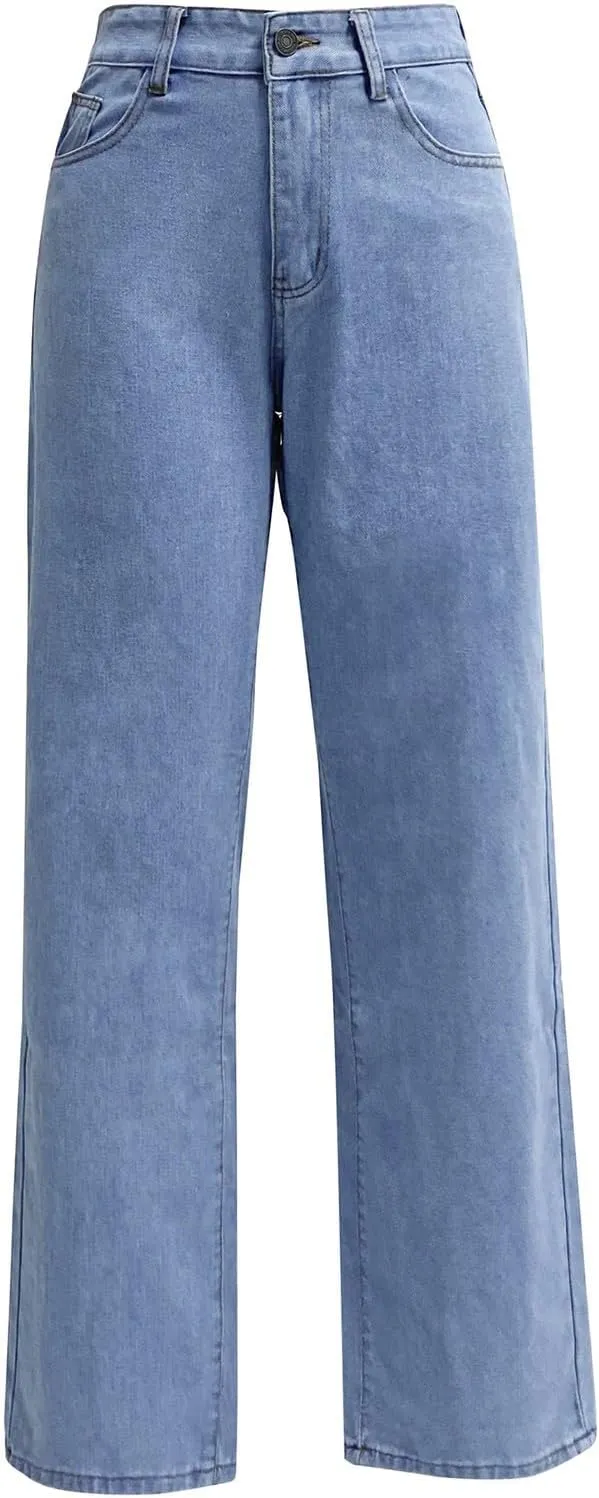 Women's Work Jeans High Waisted Jeans Stretch Trendy Straight Leg Jeans with Pockets