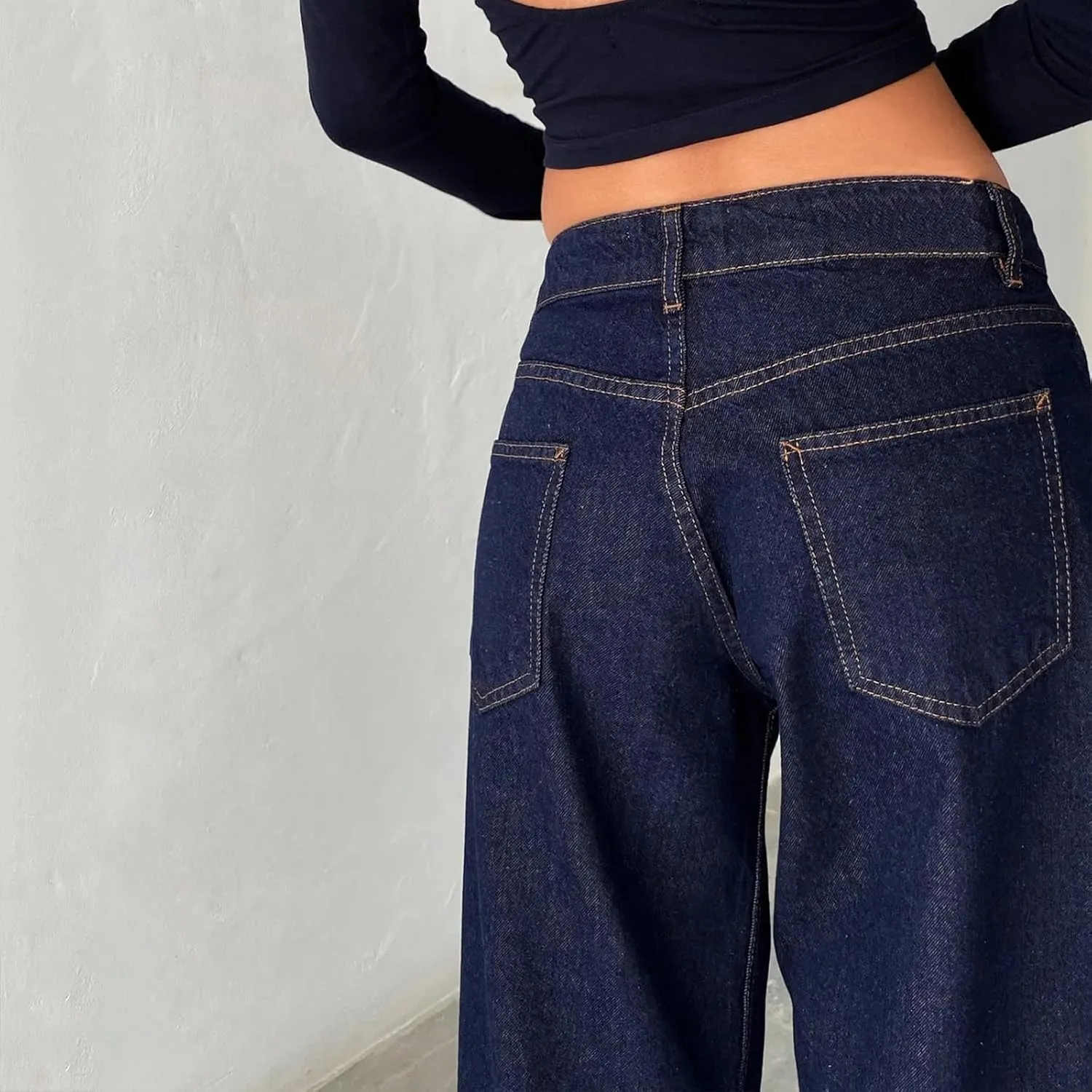 Womens Y2k Wide Leg Jeans Boyfriend Straight Low Rise Distressed Washed Baggy Jeans Casual Denim Trouser