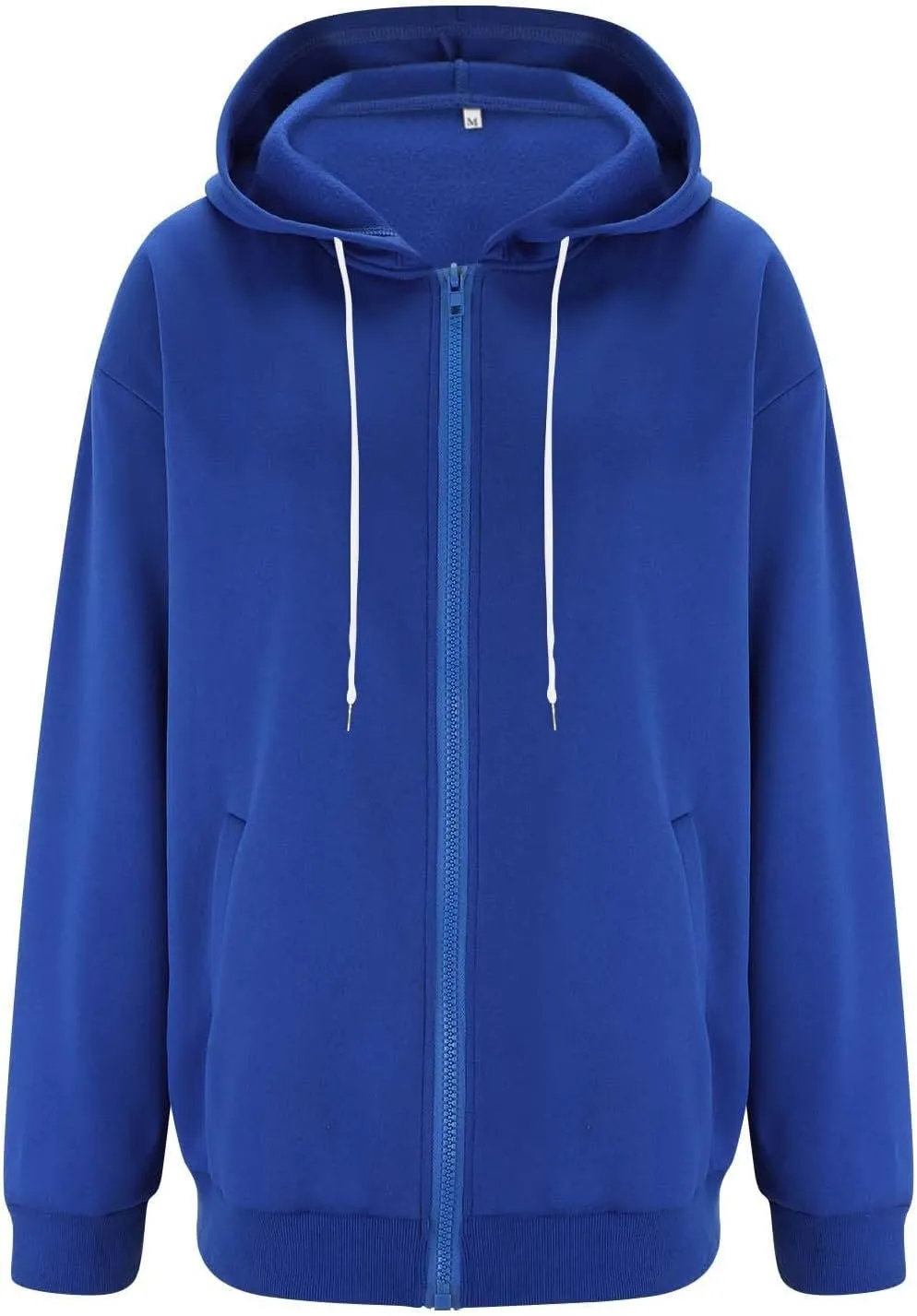 Womens Zip Up Hoodies Oversized Full Zip Up Hoodie Long Sleeve Drawstring Hooded Sweatshirt Fleece Jacket with Pockets