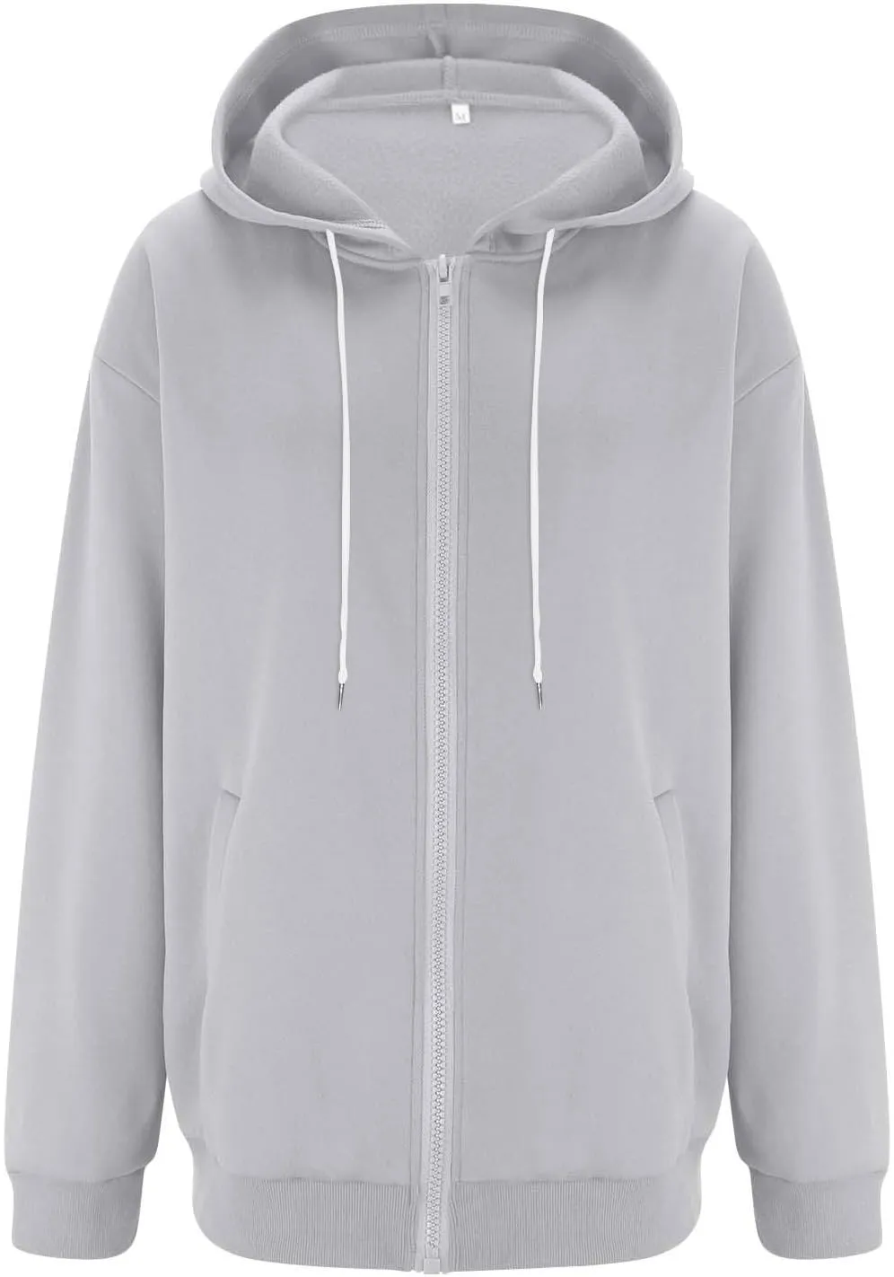 Womens Zip Up Hoodies Oversized Full Zip Up Hoodie Long Sleeve Drawstring Hooded Sweatshirt Fleece Jacket with Pockets