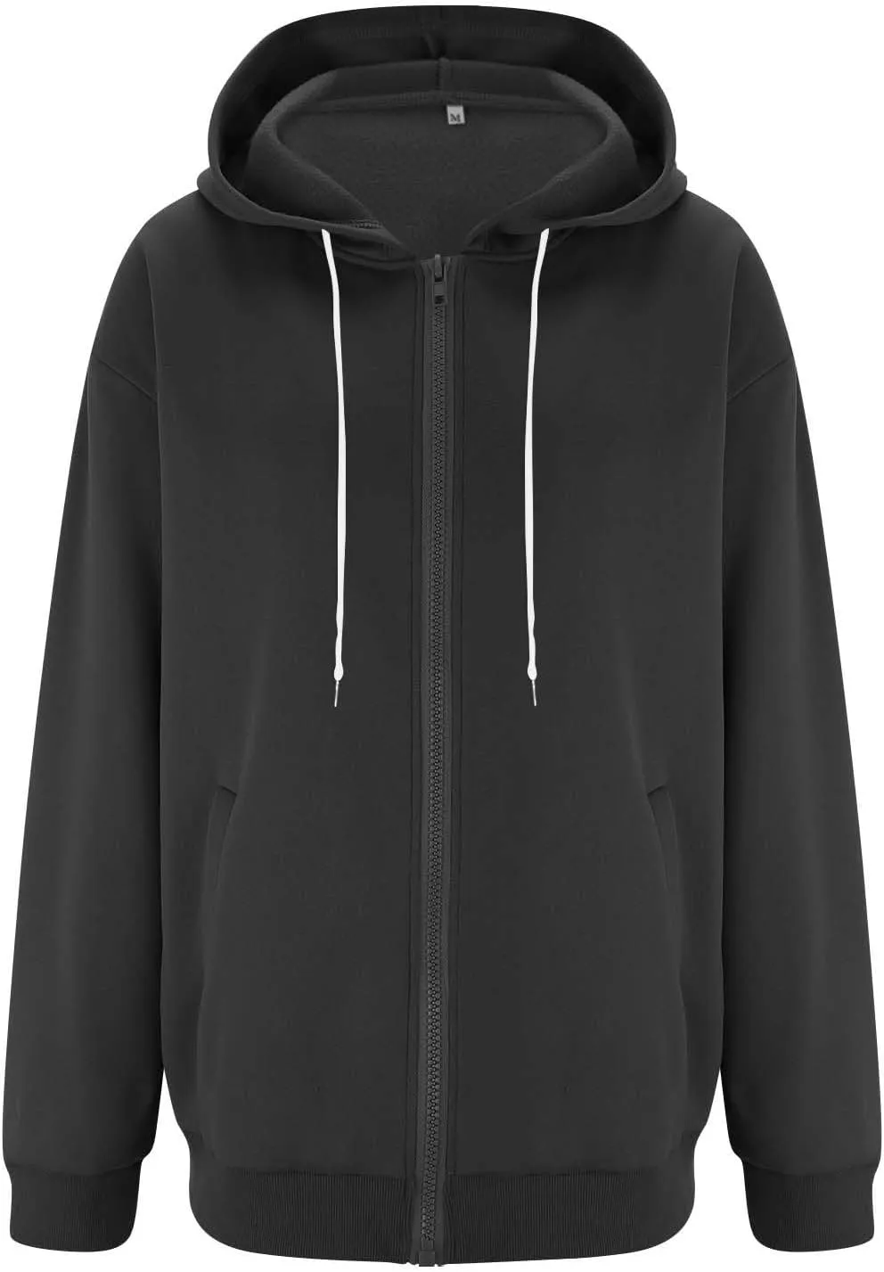 Womens Zip Up Hoodies Oversized Full Zip Up Hoodie Long Sleeve Drawstring Hooded Sweatshirt Fleece Jacket with Pockets