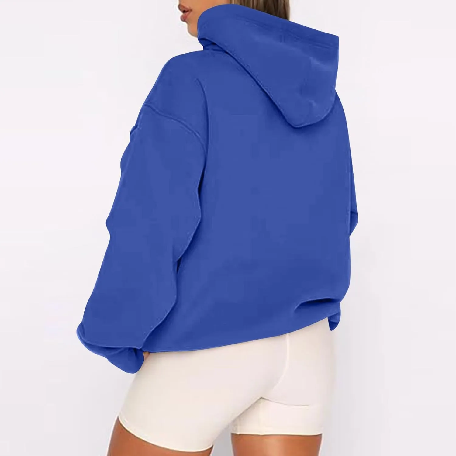 Womens Zip Up Hoodies Oversized Full Zip Up Hoodie Long Sleeve Drawstring Hooded Sweatshirt Fleece Jacket with Pockets
