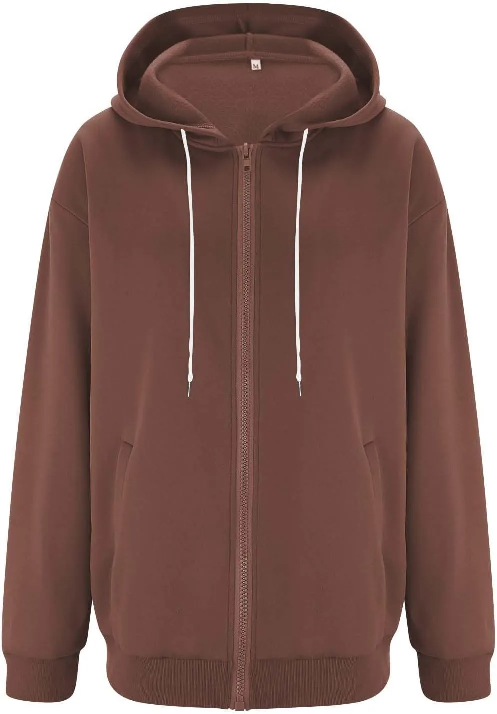 Womens Zip Up Hoodies Oversized Full Zip Up Hoodie Long Sleeve Drawstring Hooded Sweatshirt Fleece Jacket with Pockets