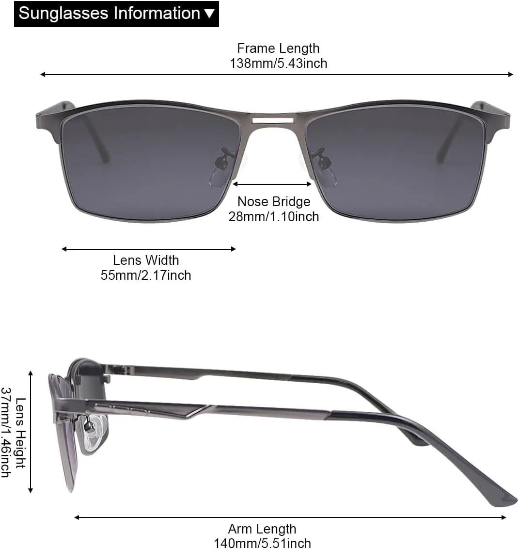 YIMI Polarized Nearsighted Sunglasses Tinted Gray Men Women Myopia Distance Glasses UV Protection Shortsighted Eyeglasses