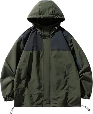 Ymosrh Men's Rain Jacket for Waterproof with Hood Raincoat Lightweight Windbreaker Outdoors Suits Jacket, M-4XL
