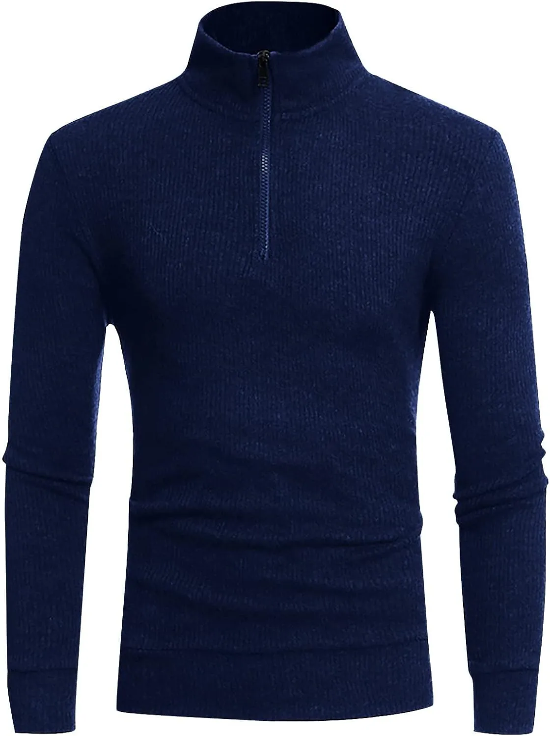 Ymosrh Men's Sweatshirts Casual Classic Zipper High Neck Solid Color Slim Knitted Pullover Sweatshirt, M-5XL