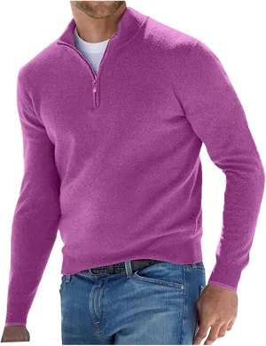 Ymosrh Men's Sweatshirts Casual Classic Zipper High Neck Solid Color Slim Multicolor Pullover Crewneck Sweatshirt, M-5XL