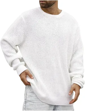 Ymosrh Men's Sweatshirts New Round Neck Solid Color Loose Pullover Sweater Youth Fashion Casual Top Sweatshirt, XL-3XL