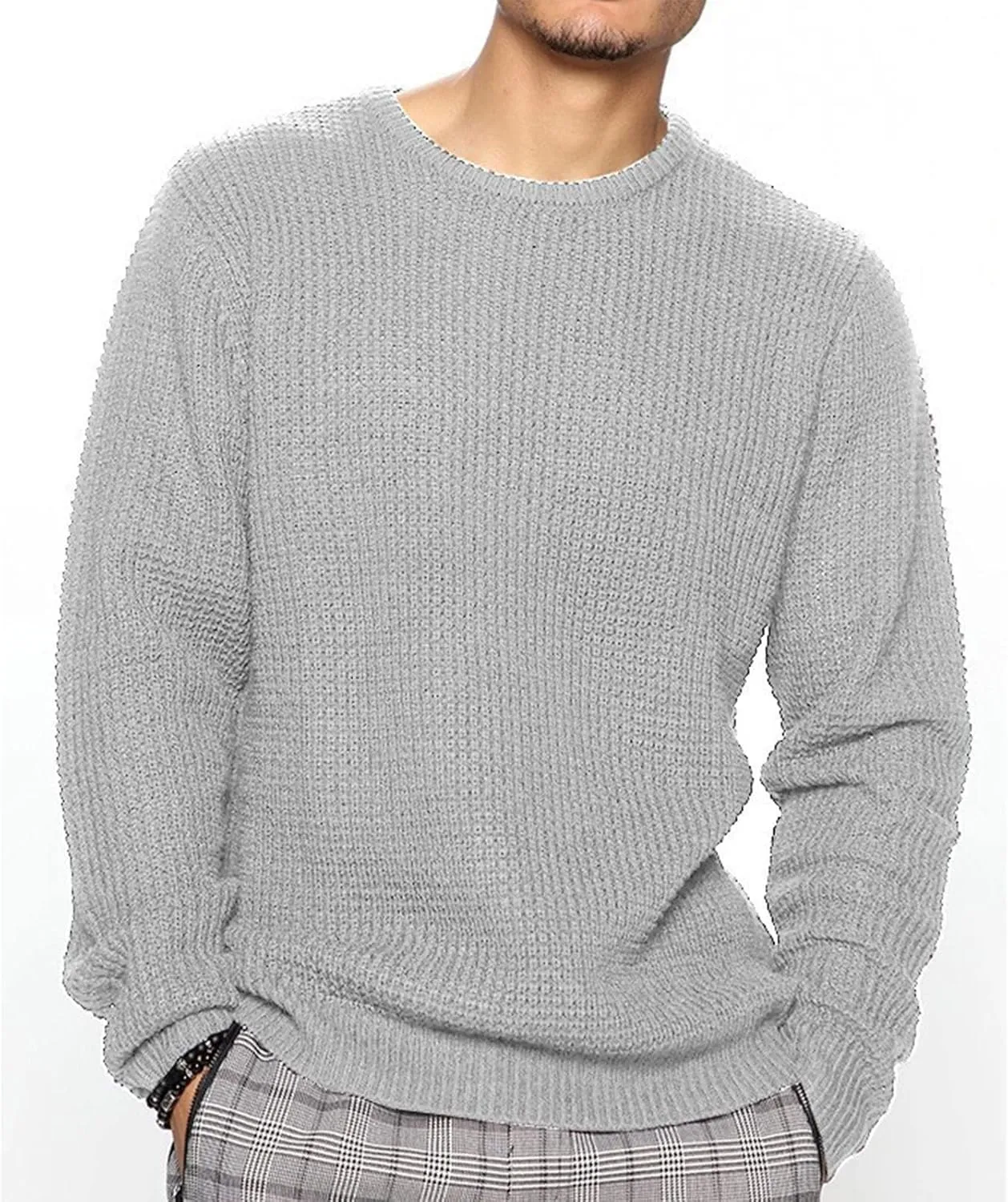 Ymosrh Men's Sweatshirts New Round Neck Solid Color Loose Pullover Sweater Youth Fashion Casual Top Sweatshirt, XL-3XL