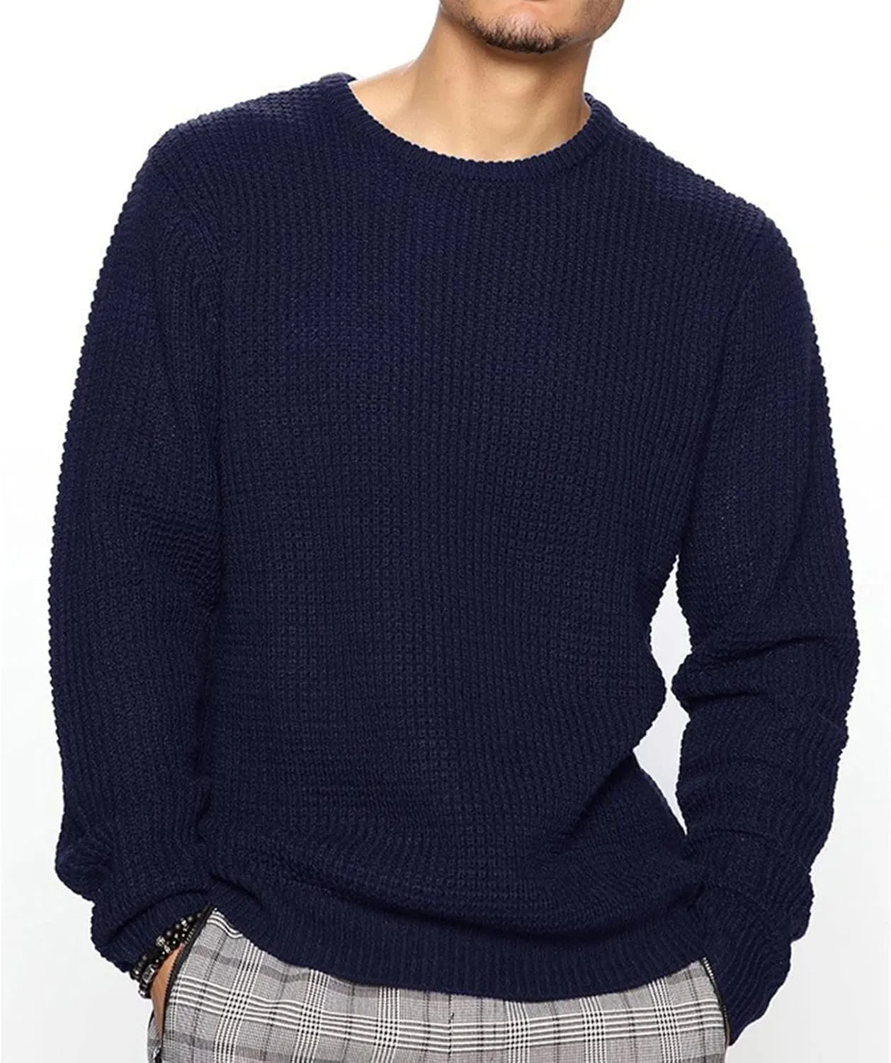 Ymosrh Men's Sweatshirts New Round Neck Solid Color Loose Pullover Sweater Youth Fashion Casual Top Sweatshirt, XL-3XL