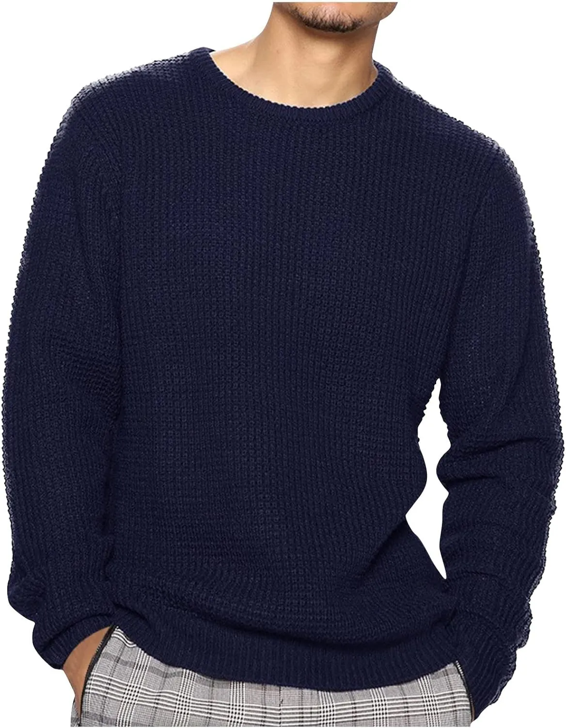 Ymosrh Men's Sweatshirts New Round Neck Solid Color Loose Pullover Sweater Youth Fashion Casual Top Sweatshirt, XL-3XL