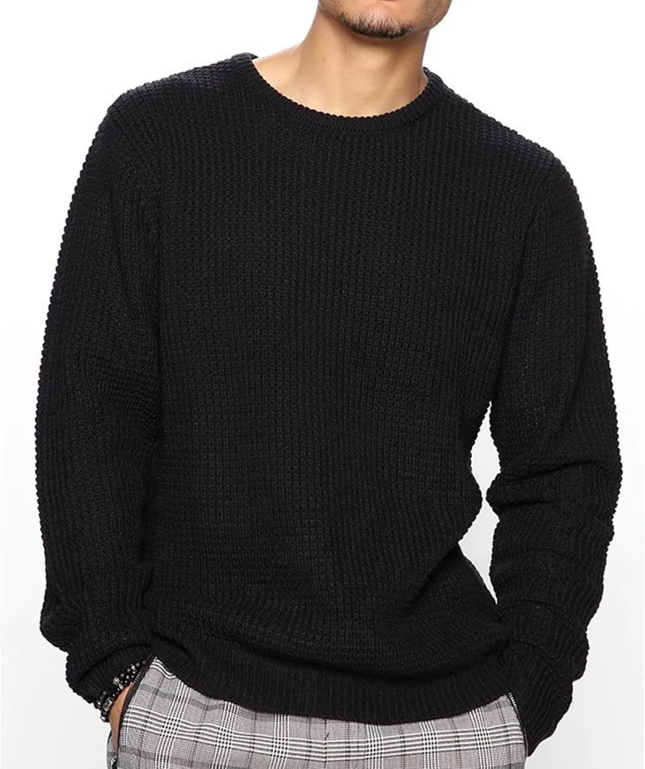 Ymosrh Men's Sweatshirts New Round Neck Solid Color Loose Pullover Sweater Youth Fashion Casual Top Sweatshirt, XL-3XL