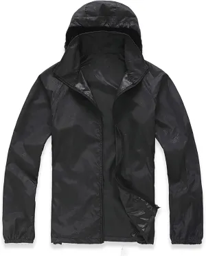 Ymosrh Men's Work Jackets Lightweight Waterproof Windbreaker Rain Jacket Packable with Hood for Hiking Travel, XS-3XL