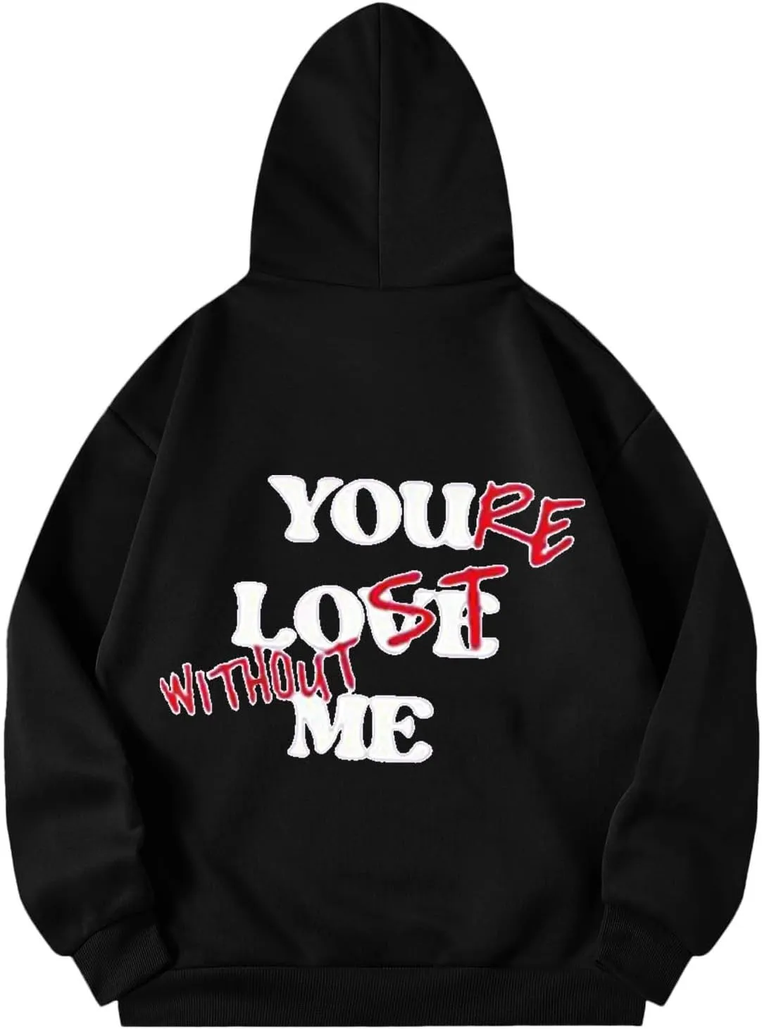You Love Me Back Letter Print Oversize Hoodies Women Drop Shoulder Long Sleeve Pullover Tops Hooded Fleece Fall Sweatshirts