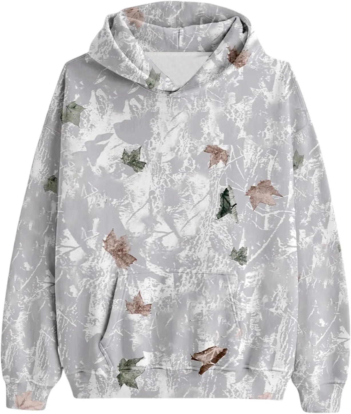ZWRXW Womens Maple Leaf Camo Hoodie Cute Oversized Sweatshirts Graphic Print Pullover Hoodies Long Sleeve Tops with Pocket